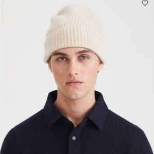 Nadaam Signature Cashmere Ribbed Beanie in Oatmeal